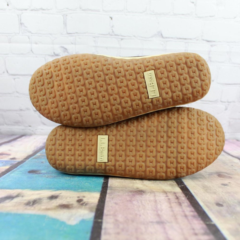 LL Bean One-Eye Plaid Soft Fleece Brown Suede Moc Mountain Slipper 8 M - Picture 8 of 8